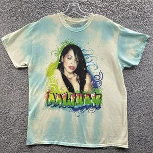 Aaliyah Graphic T-Shirt Women's Size Small Teal Graphic T-Shirt Ladies S
